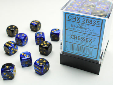 CHX 26835 Gemini Black-Blue/Gold 12mm D6 Dice Block