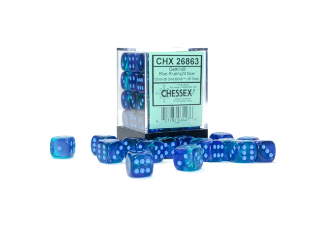 CHX 26863 Gemini Blue-Blue/Light Blue 12mm D6 Dice Block