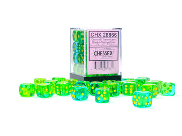 CHX 26866 Gemini Translucent Green-Teal/Yellow 12mm D6 Dice Block