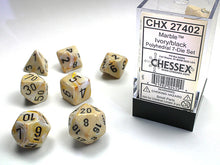 CHX 27402 Marble Ivory/Black Polyhedral 7 Die Set