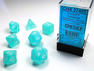 CHX 27405 Frosted Teal/White Polyhedral 7 Die Set