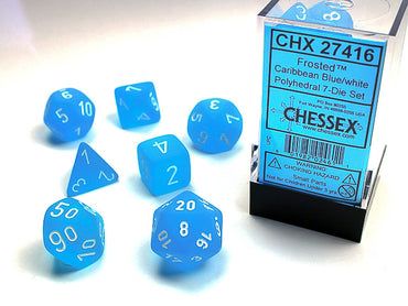 CHX 27416 Frosted Caribbean Blue/White Polyhedral 7 Die Set