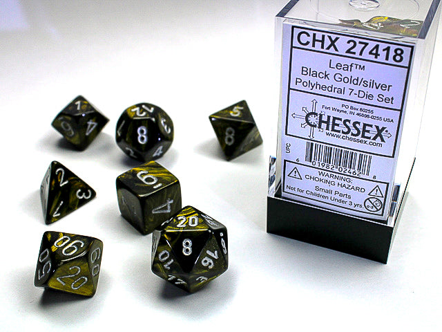 CHX 27418 Leaf Black Gold/Silver Polyhedral 7 Die Set