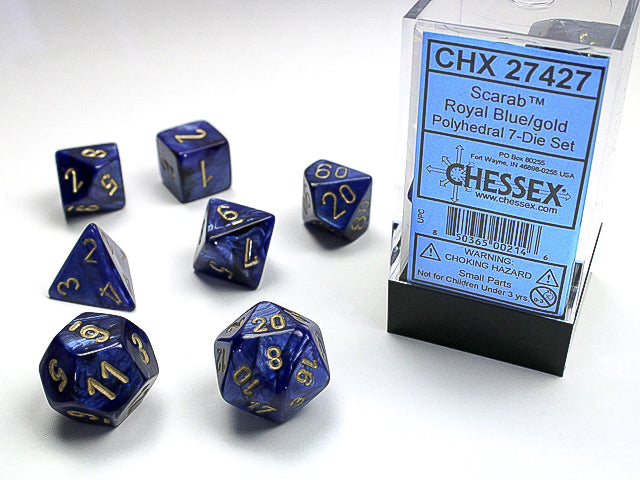 CHX 27427 Scarab Royal Blue/Gold Polyhedral 7 Die Set