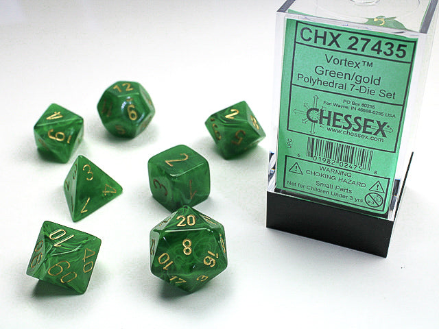 CHX 27435 Vortex Green/Gold Polyhedral 7 Die Set