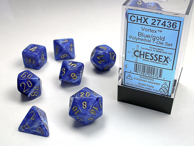 CHX 27436 Vortex Blue/Gold Polyhedral 7 Die Set