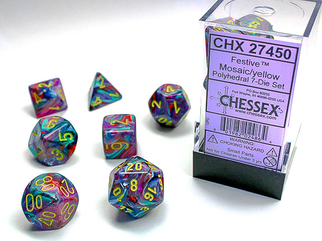 CHX 27450 Festive Mosaic/Yellow Polyhedral 7 Die Set