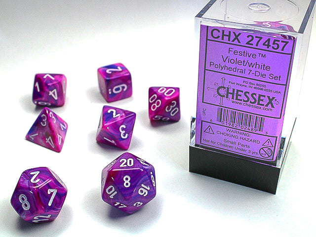 CHX 27457 Festive Violet/White Polyhedral 7 Die Set