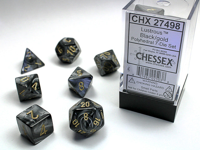 CHX 27498 Lustrous Black/Gold Polyhedral 7 Die Set