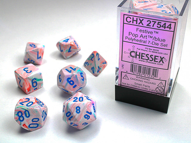 CHX 27544 Festive Pop Art/Blue Polyhedral 7 Die Set