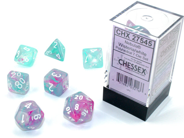 CHX 27545 Nebula Wisteria/White Polyhedral 7 Die Set