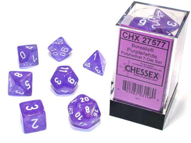 CHX 27577 Borealis Purple/White Polyhedral 7 Die Set