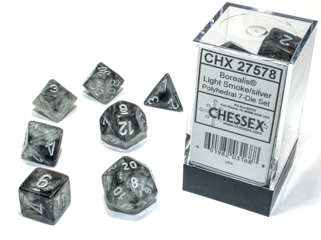 CHX 27578 Borealis Light Smoke/Silver Polyhedral 7 Die Set