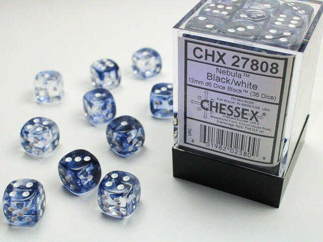 CHX 27808 Nebula Black/White 12mm D6 Dice Block