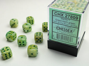 CHX 27809 Marble Green/Dark Green 12mm D6 Dice Block