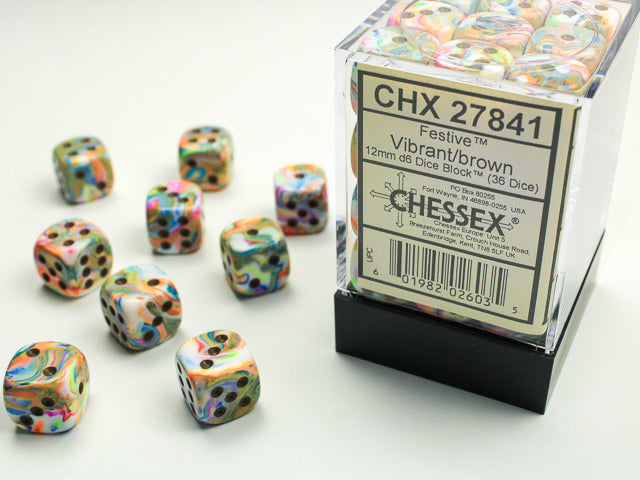 CHX 27841 Festive Vibrant/Brown 12mm D6 Dice Block