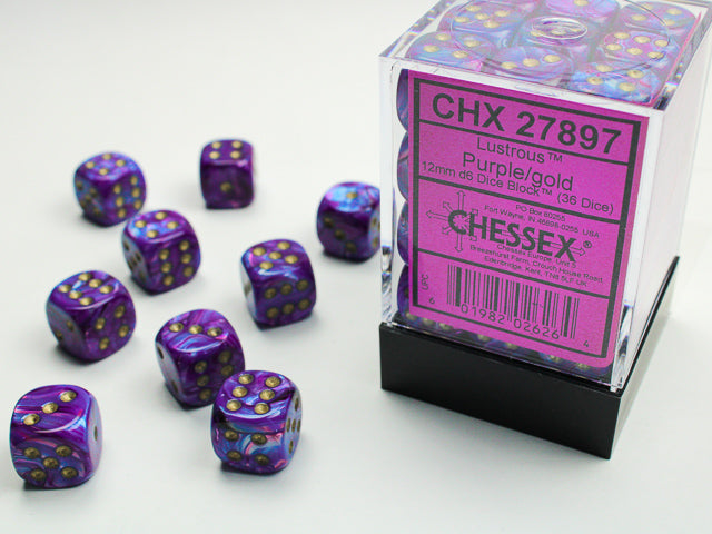 CHX 27897 Lustrous Purple/Gold 12mm D6 Dice Block