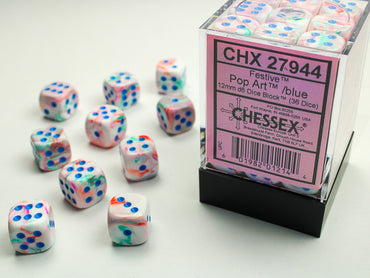 CHX 27944 Festive Pop Art/ Blue 12mm D6 Dice Block