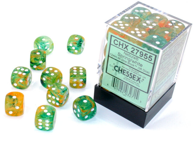 CHX 27955 Nebula Spring/White 12mm D6 Dice Block