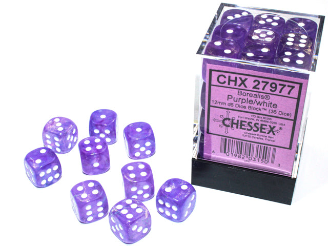CHX 27977 Borealis Purple/White 12mm D6 Dice Block