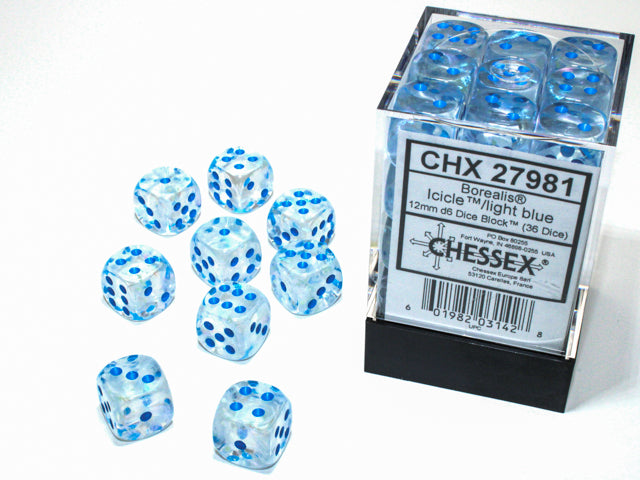 CHX 27981 Borealis Icicle/Light Blue 12mm D6 Dice Block