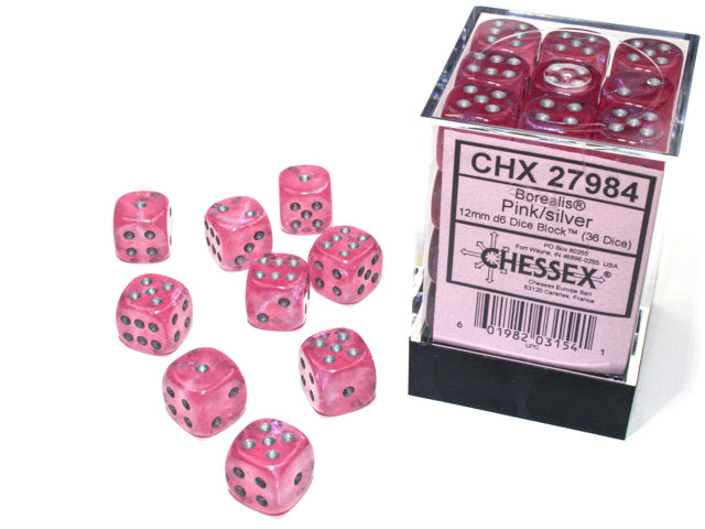 CHX 27984 Borealis Pink/Silver 12mm D6 Dice Block