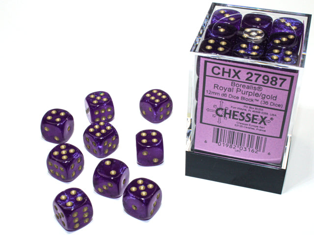 CHX 27987 Borealis Royal Purple/Gold 12mm D6 Dice Block