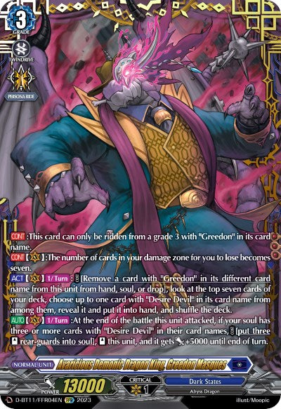 Avaricious Demonic Dragon King, Greedon Masques (D-BT11/FFR04EN) [Clash of Heroes]